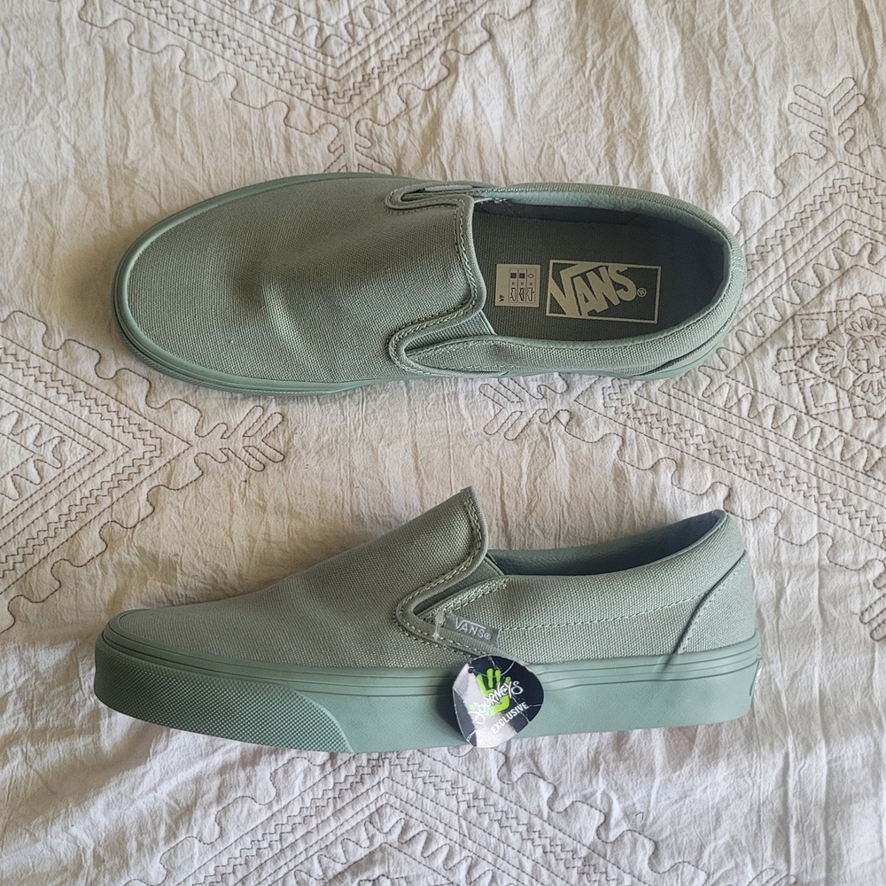 Vans Slip-On Sneakers in Sage Green